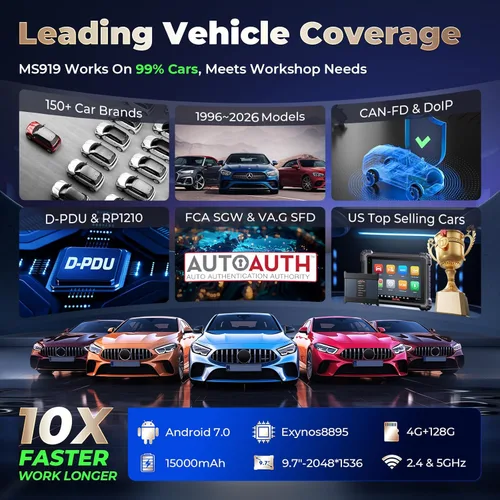 Miniatura 8 de Autel MaxiSys MS919 J2534 Prog, ram, D-PDU RP1210, ECU C0.ding, más de 40 servicios calientes, topología, AutoScan 2.0, escáner inteligente Autel