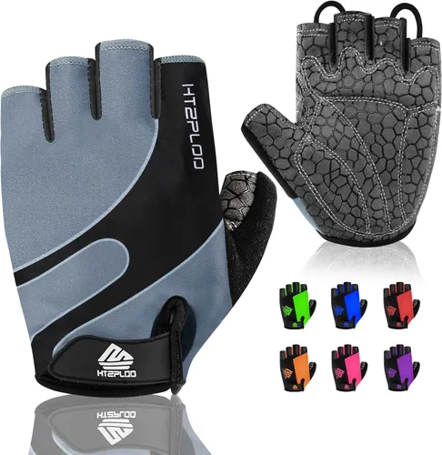Guantes de bicicleta para hombres y mujeres con almohadilla antideslizante que absorbe los golpes, guantes de ciclismo ligeros de medio dedo