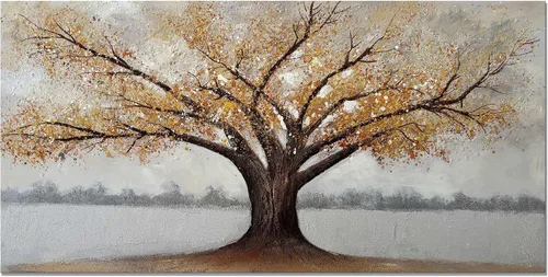 Miniatura 9 de Alenoss Pinturas Metálicas Abstractas 100% Hechas a Mano Lienzo Arte de Pared Textura Gruesa Única Superficie Áspera Pintura al Óleo Moderna 48x24