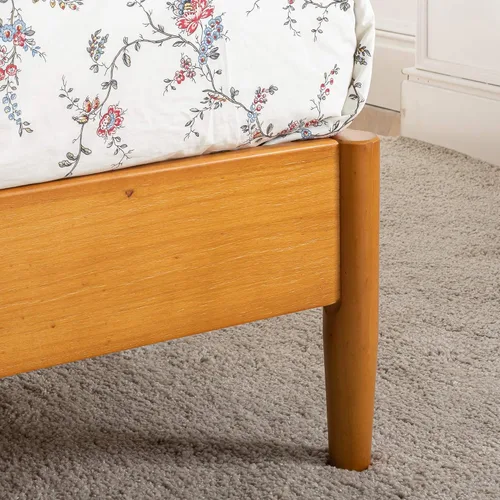 Miniatura 9 de Zinus Allen Marco de cama de plataforma de madera de mediados de siglo, base de madera maciza, soporte de listones de madera, no necesita somier