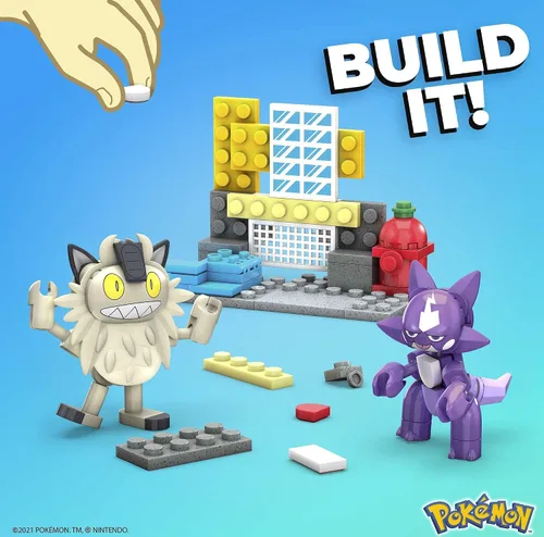 Miniatura 3 de MEGA Pokémon Figuras de acción de juguete de construcción coleccionable Toxel vs. Meowth Galarian Meowth con gran bola