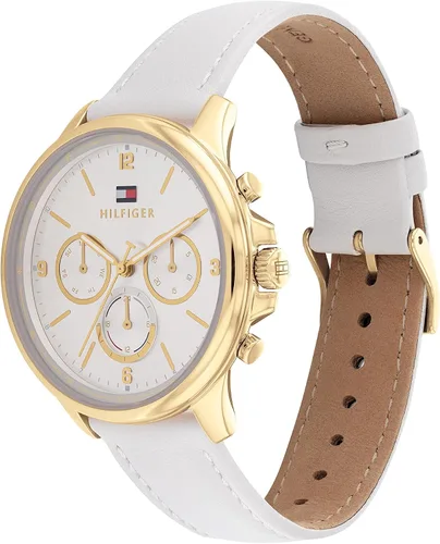 Miniatura 2 de Tommy Hilfiger Reloj de cuarzo de acero inoxidable y correa de cuero para mujer color blanco modelo 1782448 Blanco Casual
