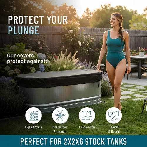 Miniatura 4 de Polar Protector - Cubierta de tanque de agua helada, terapia de agua helada, agua fría, se adapta a 2 x 2 x 6 tanques galvanizados de 170 galones