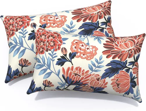 Miniatura 294 de Juego de 2 almohadas para exteriores de 16 x 16 pulgadas, repelentes al agua con interiores, para muebles de patio, hogar, jardín, geometría bohemia