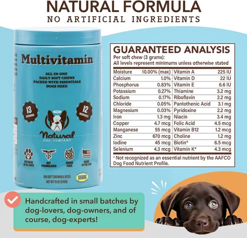 Miniatura 8 de Natural Dog Company Multivitamínico 25 en 1 para perros – Masticables suaves formulados por veterinarios para cachorros, adultos y perros mayores
