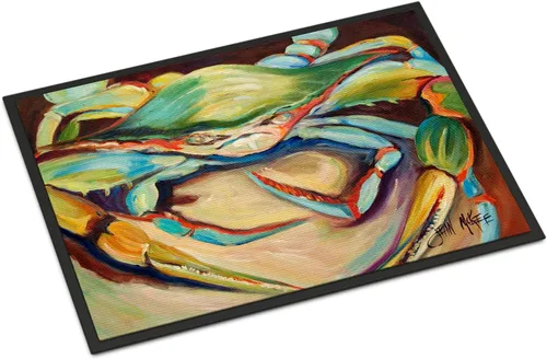 Miniatura 256 de Caroline's Treasures JMK1017JMAT - Tapete de caza de rana garza azul, 24 x 36 pulgadas, tapete para puerta delantera, interior y exterior