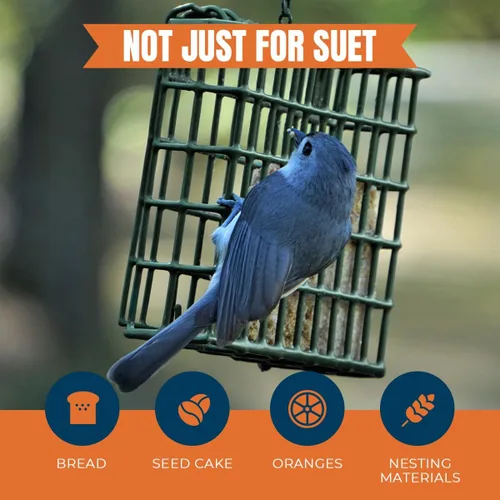 Miniatura 4 de MEKKAPRO Suet - Comedero para pájaros salvajes con cadena de metal colgante, doble delight con cadena de metal, doble capacidad, resistente a