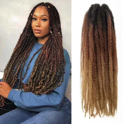 Miniatura 9 de Cabello trenzado Marley Twist de 18 pulgadas, extensiones sintéticas suaves, esponjosas y versátiles para estilos de aspecto natural, perfecto