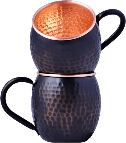 STAGLIFE Tazas negras de 16 onzas de cobre puro para beber regalos para él en aniversario, tazas de cobre genuino para mulas de Moscú martilladas