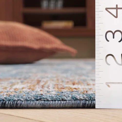 Miniatura 4 de SAFAVIEH Heirloom Collection - Alfombra de área de 4 x 6 pies, color azul/óxido, diseño geométrico, antideslizante, ideal para zonas de alto tráfico