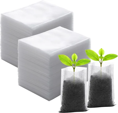Miniatura 10 de Greaner 100 bolsas de cultivo de vivero grandes, 7.8 x 8.6 pulgadas, bolsa de cultivo de plántulas de tela biodegradable no tejida, bolsas