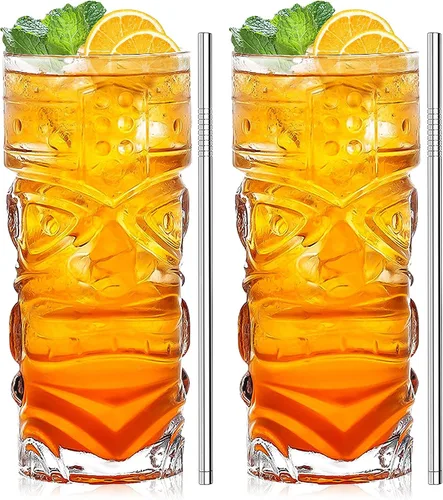 Miniatura 8 de Juego de vasos Tiki transparentes de 6 a 14 onzas, modernos vasos de cóctel Tiki perfectos para cócteles exóticos, Mai Tai, cócteles