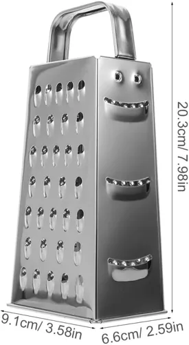 Miniatura 4 de MAGICLULU Rallador de queso de caja de 8 pulgadas con asa, cortador de verduras de 4 lados de acero inoxidable resistente, triturador y rallador