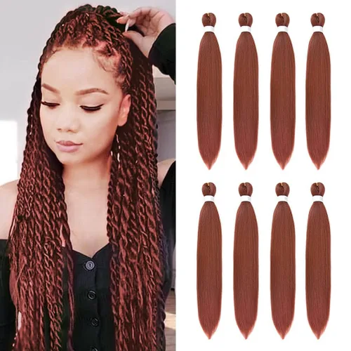 Miniatura 8 de 8 paquetes de extensiones preestiradas - 16 pulgadas de cabello trenzado premium, 55G/paquete, sin picazón, fijación en agua caliente, textura Perm