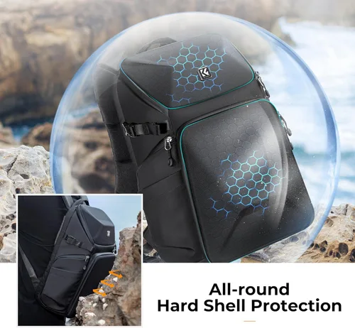 Miniatura 2 de K&F CONCEPT Mochila para cámara, carcasa rígida de 20 L, bolsa para cámara de fotografía, funda rígida con soporte para trípode y compartimento