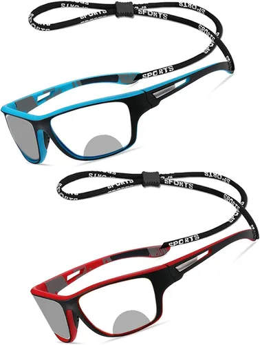 Miniatura 8 de Paquete de 2 gafas de lectura bifocales fotocromáticas de transición para ciclismo para hombres y mujeres, gafas de sol deportivas cuadradas negras