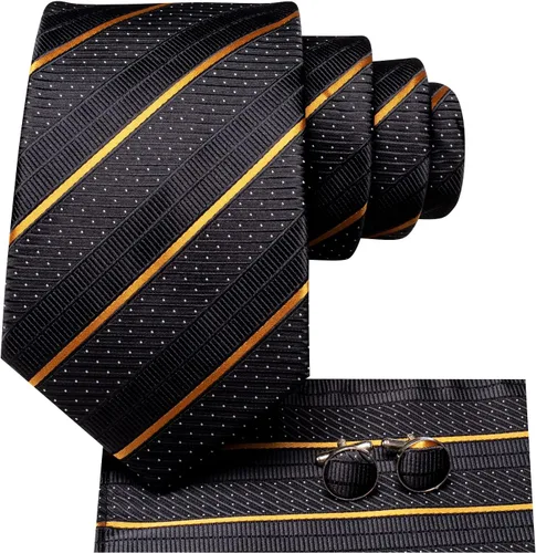 Miniatura 2 de Hi-Tie Corbata clásica de cachemira para hombre con pañuelo y gemelos a cuadros