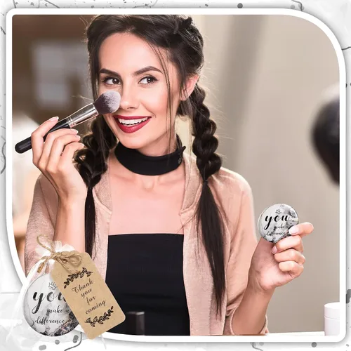 Miniatura 6 de Tradder 50 juegos de espejos compactos a granel para mujeres, agradecimiento, bolso pequeño, bolsa de bolsillo, artículo de maquillaje, mini espejo