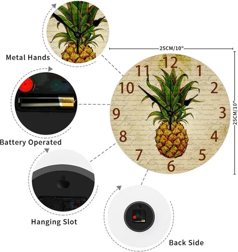Miniatura 2 de Reloj de pared de madera de 10 pulgadas, reloj de pared duradero con pilas, estilo rural, reloj de madera para colgar en la pared, para estudio