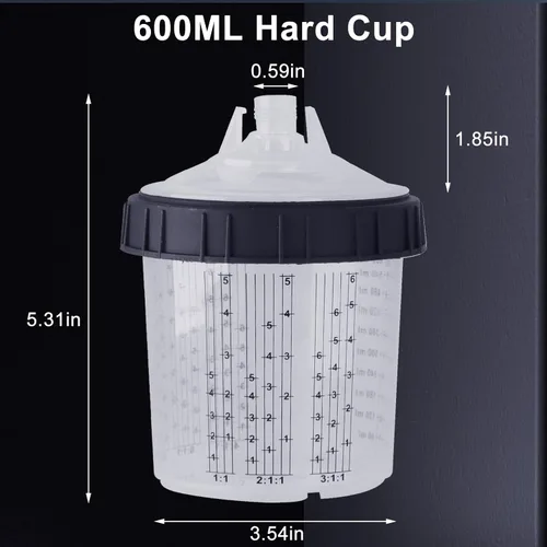 Miniatura 5 de Pistola rociadora HVLP con taza de mezcla de pintura rápida, kit de pistola de pintura para automóviles que contiene manómetro, boquilla de 1.3 mm