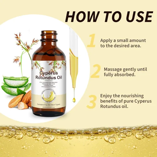 Miniatura 7 de Aceite Cyperus Rotundus, aceite natural de Cyperus Rotundus para depilación, reduce el crecimiento del vello corporal, hidratante y calmante