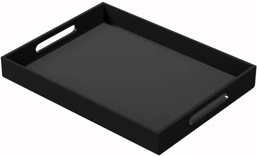 Miniatura 18 de NIUBEE Bandeja acrílica para servir de 12 x 12 pulgadas -a prueba de derrames- bandeja organizadora decorativa para mesa de café otomana y encimera