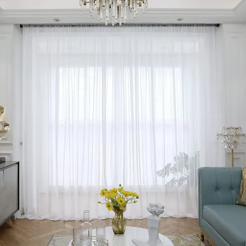 Miniatura 7 de ABCHOME Cortinas traslúcidas blancas de 63 pulgadas de largo, cortinas traslúcidas para ventana, 2 paneles, cortinas traslúcidas para dormitorio