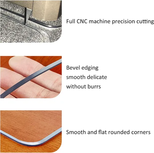 Miniatura 4 de Protector de mesa de vidrio suave de PVC, protector de mantel transparente con bordes de 68°, placa de cristal de plástico transparente