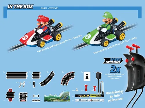 Miniatura 7 de Carrera GO Pista de Carreras Eléctrica para Vehículos Ranurados para Niños, Mario Kart, Escala 1:43 Authentic Mario toys racing set. Features