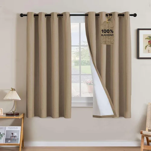 Miniatura 135 de H.VERSAILTEX Cortinas opacas de lino de 72 pulgadas de largo, 100% absolutamente opacas, con aislamiento térmico, con textura de lino, cortinas