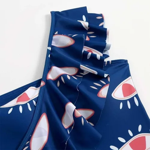 Miniatura 5 de Traje de baño para mujer, conjunto de bikini sexy de una pieza con traje de baño estampado y falda larga