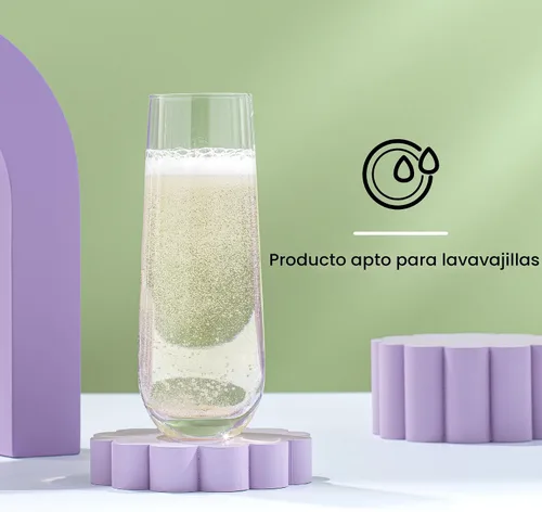 Miniatura 5 de JoyJolt Milo Copas de Champán Sin Tallo Juego de 8 Copas de Cristal. Flauta de Vino Prosecco de 9.5oz, Copas de Mimosa, Juego de Copas de Cóctel