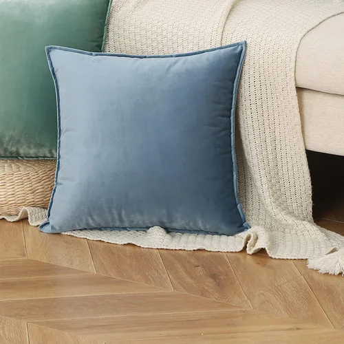 Miniatura 2 de JIAHANNHA Juego de 2 fundas de cojín de terciopelo de color azul piedra de 24 x 24 pulgadas, cuadradas, suaves y decorativas, para sofá, cama, sala