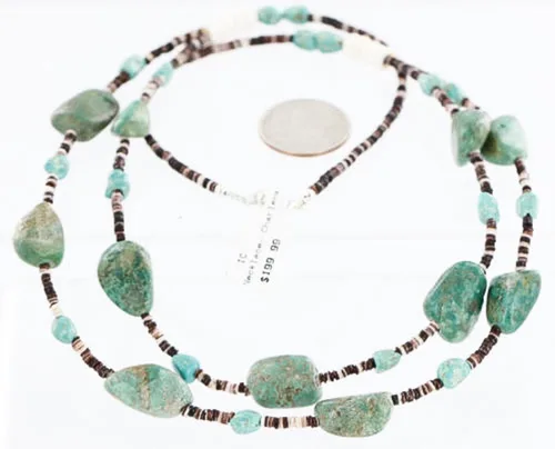 Miniatura 4 de $200Tag Certificado de 2 hebras de plata Navajo Turquesa Nativo Collar 371068530011 Hecho por Loma Siiva, Metal Piedra, turquesa estabilizada