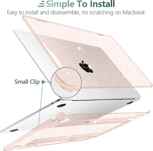 Miniatura 4 de MEEgoodo Funda con purpurina para MacBook Air de 13 pulgadas 2026 2025 2024 2022, compatible con los modelos A3449 (M5)/A3240 (M4)/A3113 (M3)/A2681