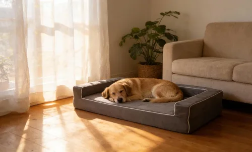 Miniatura 9 de Cama ortopédica para perros grande de 48 x 30 x 9 pulgadas, cama de espuma viscoelástica sólida para aliviar la artritis y displasia de cadera