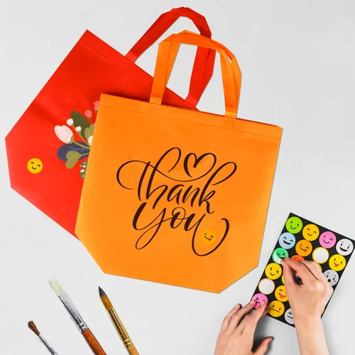 Miniatura 4 de SPERPAND 30 bolsas grandes de golosinas con pañuelos, bolsa de regalo reutilizable no tejida de 15.7 pulgadas con asas para cumpleaños de niños