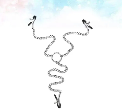 Miniatura 6 de ZKF Nuevo fetiche ajustable pezón abrazaderas fetiche pezón teasers clítoris sensual bondage tres pezones clip (1 paquete) plata, plateado