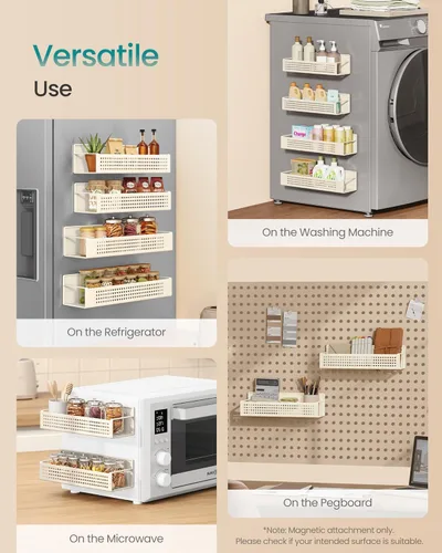 Miniatura 5 de SONGMICS Estante magnético fuerte para especias para refrigerador, juego de 4, 2 estantes magnéticos Kichen grandes y 2 pequeños para microondas