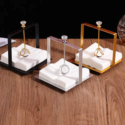 Miniatura 7 de Napkin Holder for Table, Metal Napkin Dispenser with Lift Handle, Square Paper Holder for Restaurant Hotel Farmhouse Party (Gold)