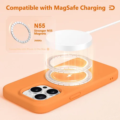Miniatura 729 de GONEZ Funda de silicona para iPhone 15 Pro Max, compatible con Magsafe, protector de cámara + protector de pantalla, forro de microfibra suave