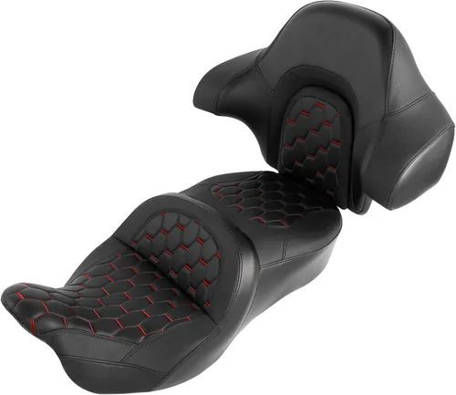 Miniatura 43 de C.C. RIDER Asiento de conductor, piloto y pasajero de una pieza con diamante, asiento de 2 plazas para Harley Touring Road King FLHR, Street Glide