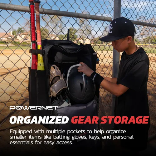 Miniatura 7 de PowerNet Odyssey - Bolsa de softbol y béisbol, mochila con ruedas para equipo de béisbol, bolsa de murciélago con 4 mangas de murciélago