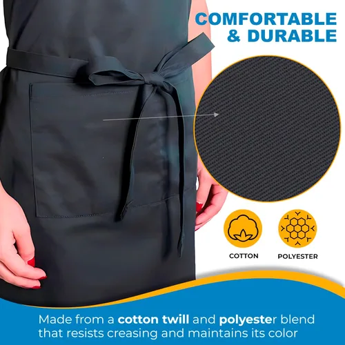 Miniatura 4 de Delantal personalizado para hombres y mujeres Añade tu nombre y texto Delantal bordado personalizado con babero ajustable y bolsillos delanteros