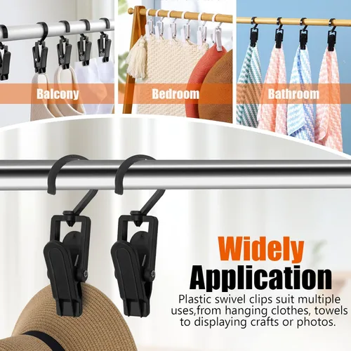 Miniatura 5 de Ganchos giratorios de plástico para colgar, ganchos giratorios súper fuertes, ganchos para ropa, clips de ropa, perchas de armario para el hogar