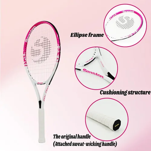 Miniatura 4 de Raquetas de tenis Senston para adultos de 27 pulgadas - Juego de raquetas de tenis para 2 jugadores con 3 pelotas, 2 empuñaduras, 2 amortiguadores