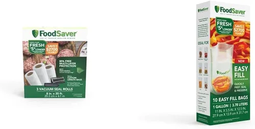 FoodSaver Bolsas selladoras al vacío y bolsas de galón de fácil llenado para almacenamiento hermético de alimentos (paquete de 3, 10 unidades)