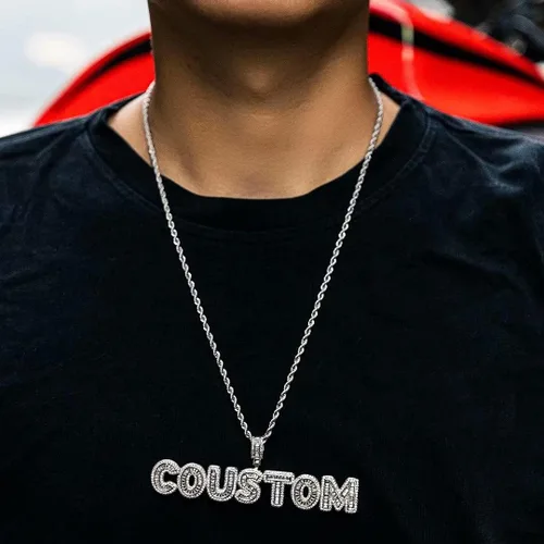 Miniatura 5 de HDMENC - Collar con nombre personalizable, colgante de letra grabada para hombres y mujeres, colgante de letra inicial con cadena, joyería dorada