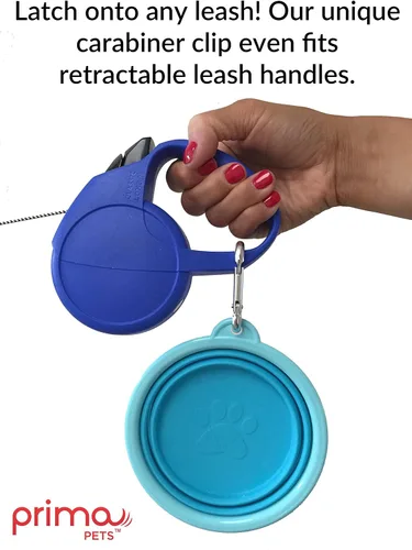 Miniatura 3 de Prima Pet Plegable Silicona Food & agua Tazón con clip de viaje para perro y gato, tamaños disponibles: pequeño (1,5 tazas) & Grande (5 tazas), Agua