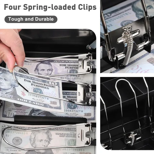 Miniatura 2 de KYODOLED Caja de dinero grande con cerradura de combinación, caja de dinero con bandeja para efectivo, caja fuerte con cerradura con llave, Negro-2